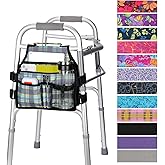 supregear Side Walker Bag, Walker Accessories Bag w/Cup Holder, Folding Walker Basket Waterproof Walker Organizer Caddy Pouch for Most Walker with Side Bar for Seniors, Elderly, Double Sided
