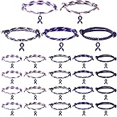 Tondiamo 30 Pcs Purple Ribbon Awareness Bracelets Bulk Lupus Fibromyalgia Overdose Domestic Violence Epilepsy Pancreatic Cancer Alzheimers Awareness Gifts for Women Men Survivor Jewelry