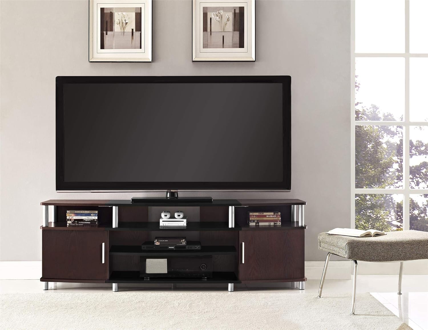 Ameriwood Home Carson TV Stand for TVs up to 70", Cherry: Furniture & Decor