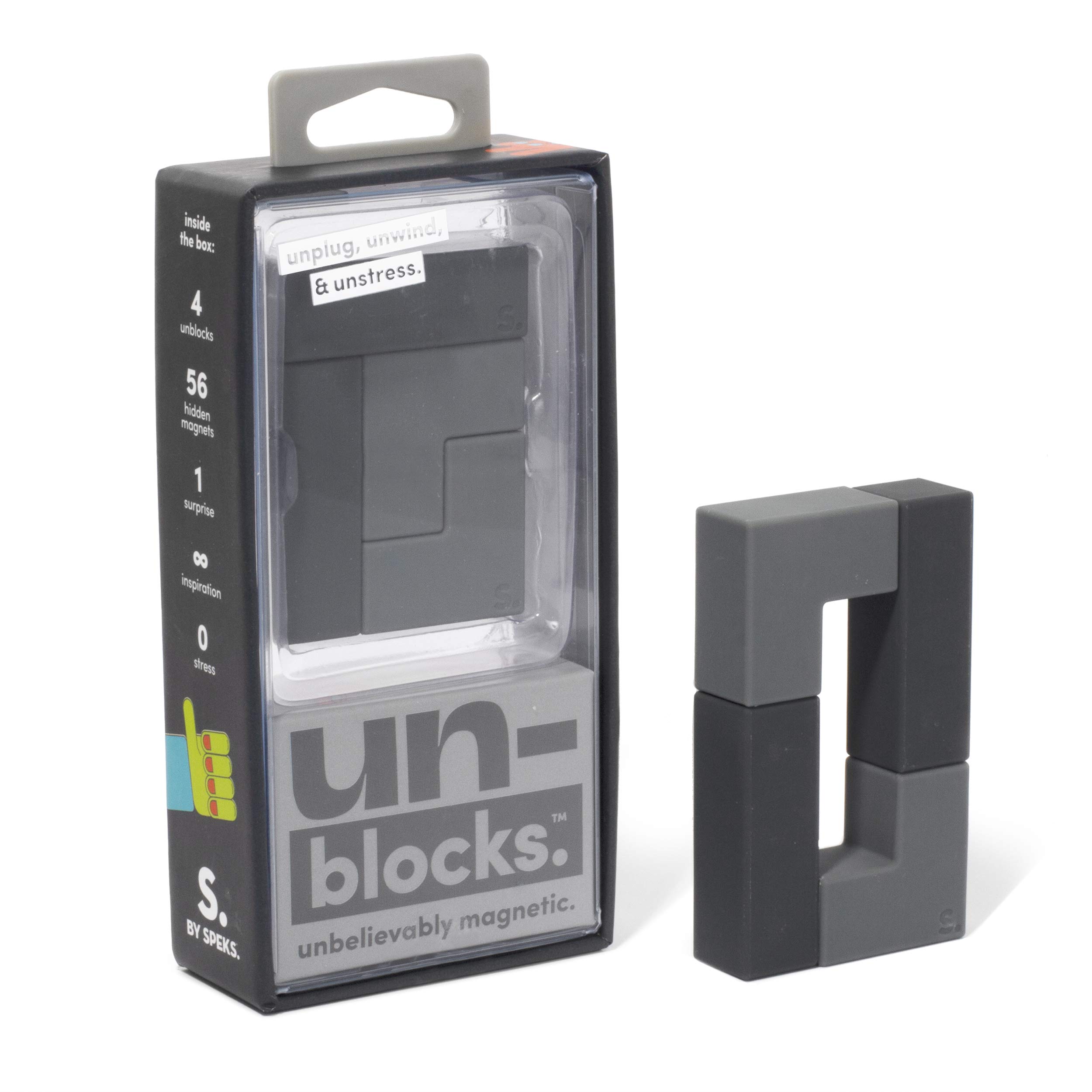 Speks Unblocks Black Set of 4 Unbelievably Magnetic Stress Relief Blocks for Kids and Adults
