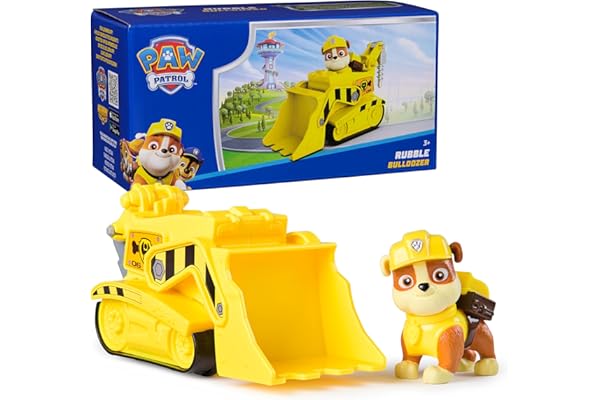 Paw Patrol, Rubble’s Bulldozer Toy Truck with Collectible Action Figure, Sustainably Minded Kids Toys for Boys & Girls Ages 3