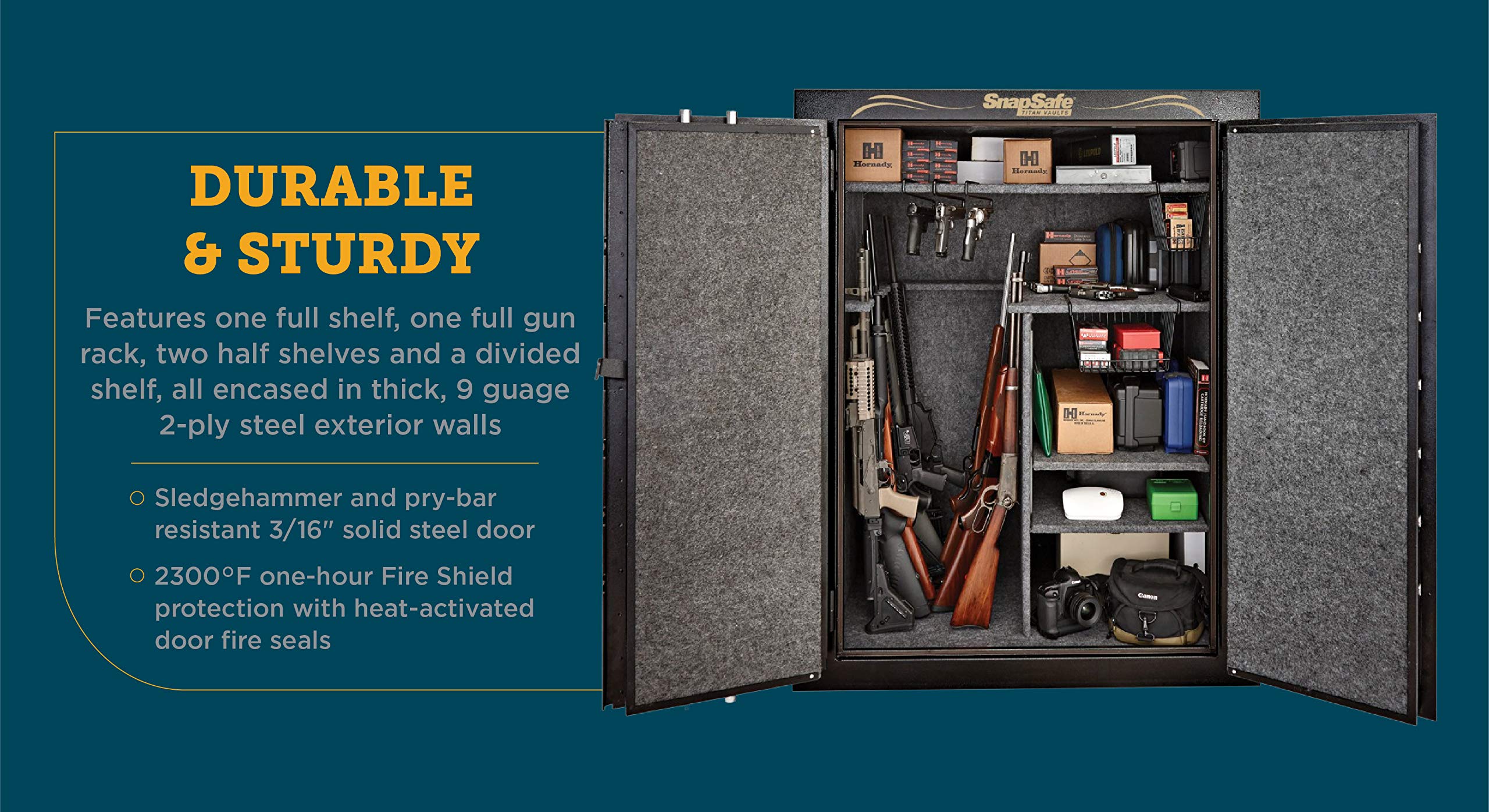 SnapSafe Super Titan XXL Double Door Modular Gun Safe, Model 75013 Secure Heavy Duty Safe