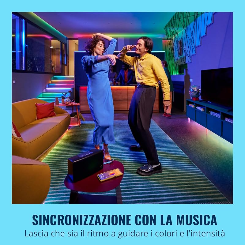 Striscia LED RGBIC Striscia luminosa a LED-10m, 16milioni di colori+sfumature di bianco scenari luminosi dinamici connessione al Wi-Fi controllo vocale/app funziona con Google Home Alexa e HomeKit
