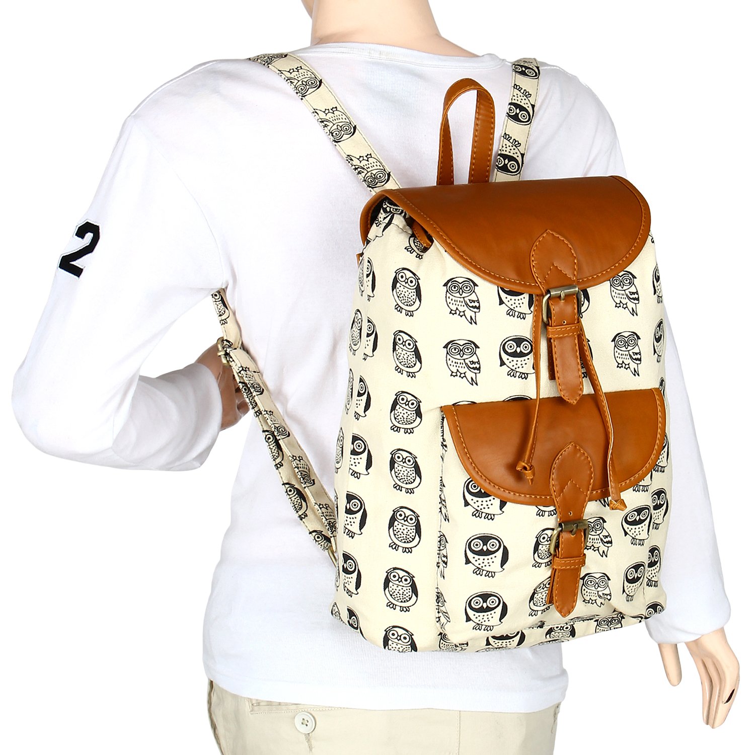 lychee bags women's cream, tan canvas kacy backpack (lb22owt)