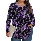 Plus Size Tops for Women Fall Long Sleeve Shirts Crew Neck Casual Loose Tunic Blouse 1X-5X