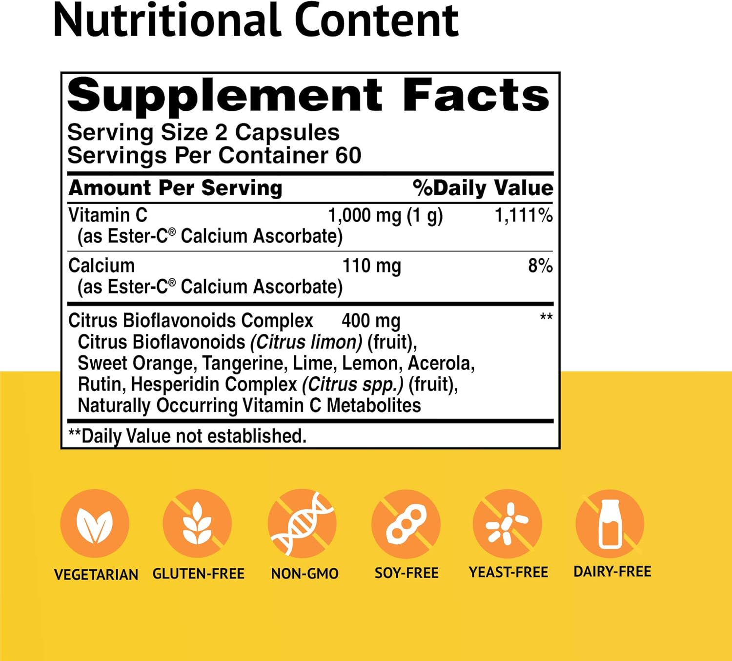 American Health Ester-C with Citrus Bioflavonoids Capsules - Gentle On Stomach, Non-Acidic Vitamin C - 500 mg, 120 Count, 60 Servings: Health & Personal Care