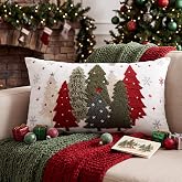 Boao Christmas Pillow Covers 12x20 Christmas Tree Lumbar Pillow Case | Cute Embroidery Tree Snowflake Star, Red Green White Throw Cushion Case, Xmas Winter Home Bedroom Sofa Holiday Decor