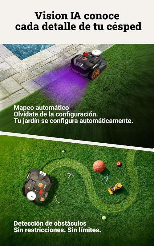 Landroid Vision Cloud WR306E 2WD Robot Cortacésped, Sin Cable Perimetral, hasta 500 m², Evitación de Obstáculos con IA, Navegación VSLAM + RTK Cloud, Mapeo Automático, Control por App