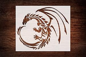 STENCILAIR Dragon Myth Fairytale Medieval Stencil 5" x 6" - Enchanting Design for Fantasy Crafts