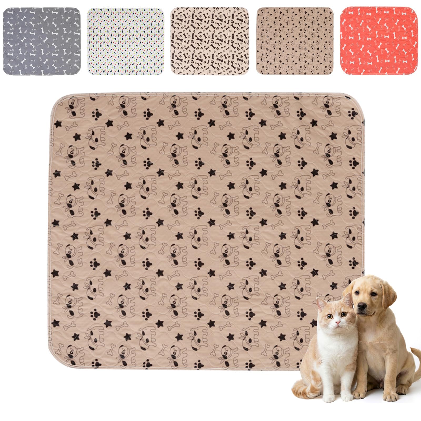 Photo 1 of Puppy Pads with Pheromones,Washable Pee Pads for Dogs,Reusable Pee Pads for Dogs,Waterproof and Leak-Proof,Non-Slip Base Training Pads Suitable for Home,Travel and Dog Crates(Brown Puppies, XS)