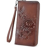 VIMUTI Womens Wallet Rfid Embossed Vegan Leather Multi Card Slots Wallets Large Capacity Wristlet Travel Purse for Women