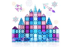 MRUIKENY Magnetic Tiles Building Blocks for 3 4 5 6 7 8+ Years Old Boys Girls Colorful Magnet Stacking Toys Birthday Gift for Toddlers STEM Preschool Educational Construction Tiles Set for Kids (Blue)