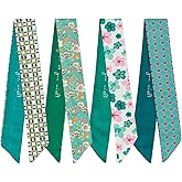 QIUTIMIY 4 Pack Purse Scarf Handbags Skinny Twill Hair Scarves Narrow Neck Scarf Band Women Fashion Accessories Bag Charms