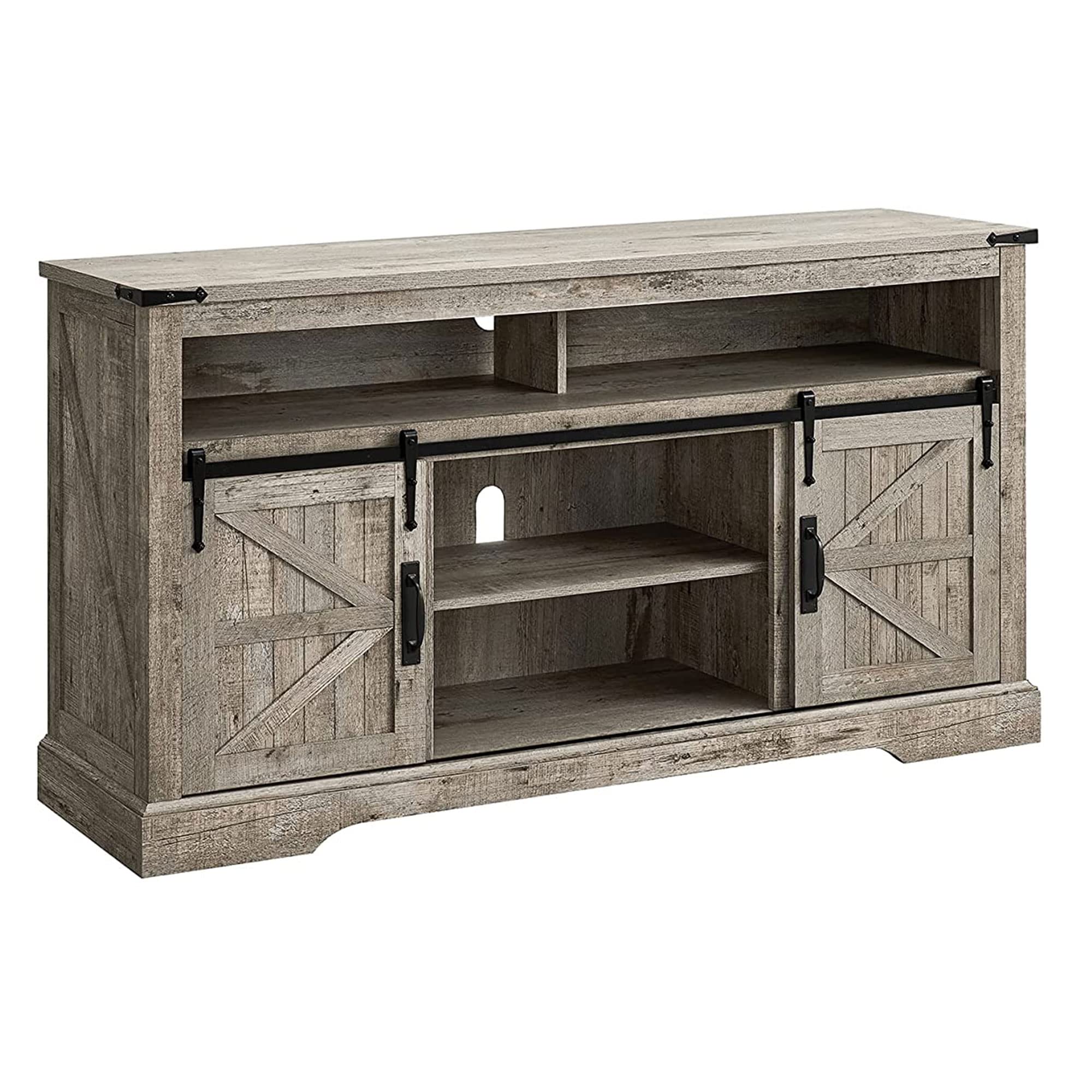 Photo 1 of ***SIMILAR ITEM***DIFERENT COLOR***OKD Farmhouse TV Stand for 65+ Inch TV, 33" Tall Highboy Entertainment Center w/Sliding Barn Door, Rustic Media Console w/Storage Shelves, Wood Television Stand for Living Room