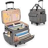 LUXJA Rolling Teacher Bag with Laptop Compartment and Detachable Dolly, Multifunctional Rolling Briefcase with Accordion File Area (Patented), Gray
