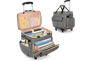 LUXJA Rolling Teacher Bag with Laptop Compartment and Detachable Dolly, Multifunctional Rolling Briefcase with Accordion File Area (Patented), Gray