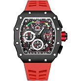 PINTIME Fashion Mens Watch Hallow Punk Chronograph Sports Wristwatch Luxury Designer Mens Watch