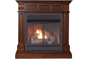 Duluth Forge Dual Fuel Ventless Gas Fireplace with Mantel - 32,000 BTU, T-Stat. Control, Auburn Cherry Finish - Model# DFS-400T-2AC