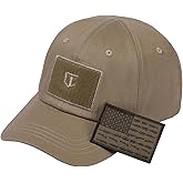 VisionTac Tactical Hat with Flag Patch Camo Military Army Hats Adjustable Trucker Baseball Cap Soft Top for Shooting