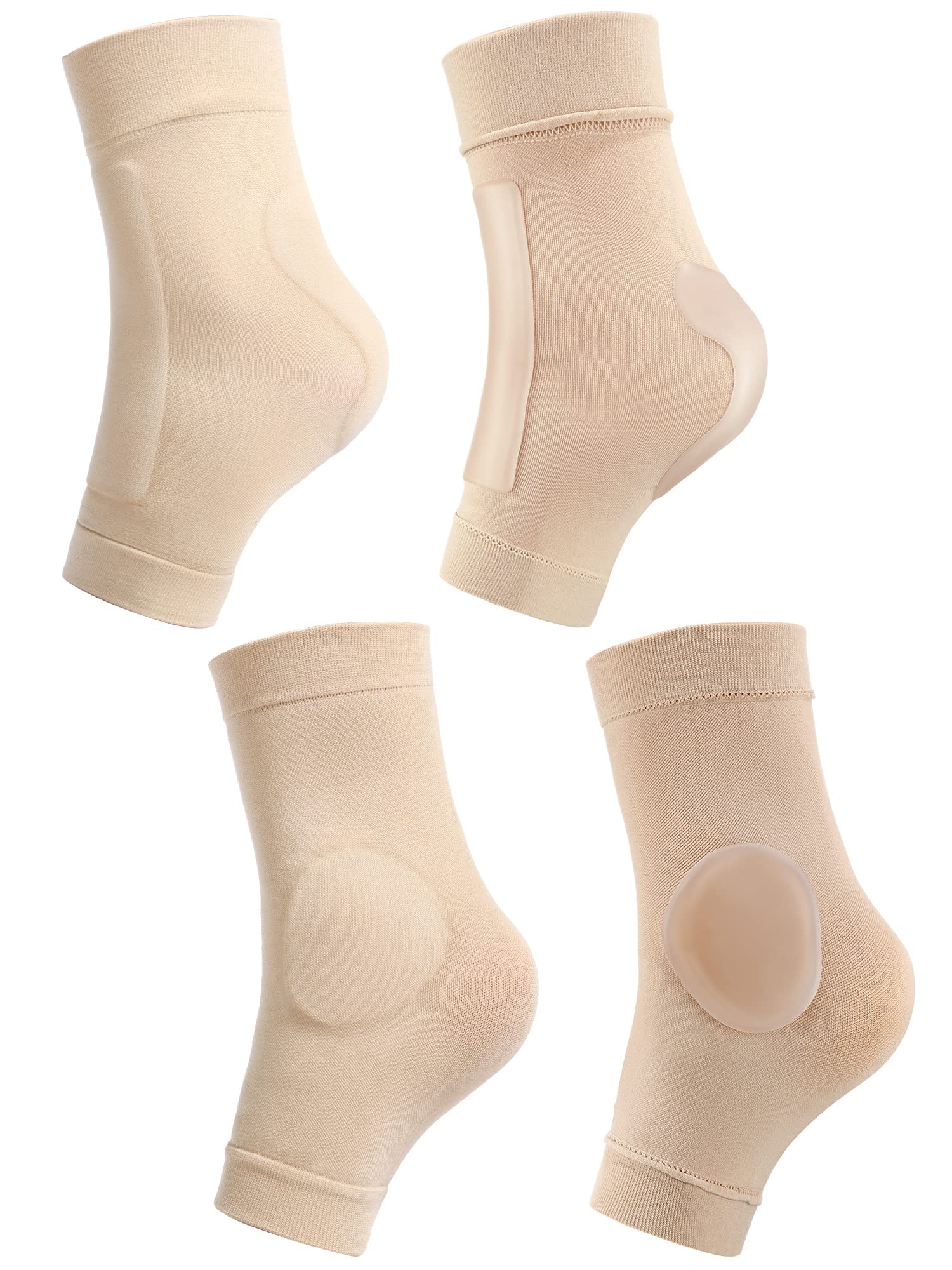 Photo 1 of Geyoga 2 Pairs Ice Skating Socks for Women Tendon Heel Ankle Protector Padded Guards Ankle Sleeve Pad ski Splints(Beige Color)