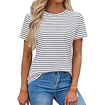 売れ筋商品|||タハリエーエスエル  カットソー トップス レディース Women's Short-Sleeve Crewneck T-Shirt Sweater New Navy LilyCoco Women's Striped Shirt Short Sleeve Tops Crewneck T