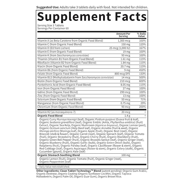 GARDEN OF LIFE ORGANICS PRENATAL VEGAN WHOLE FOOD MULTIVITAMIN TABLETS, FOLATE NOT FOLIC ACID & STOMACH SOOTHING BLEND FOR WOMEN, PEPPERMINT, 180 COUNT