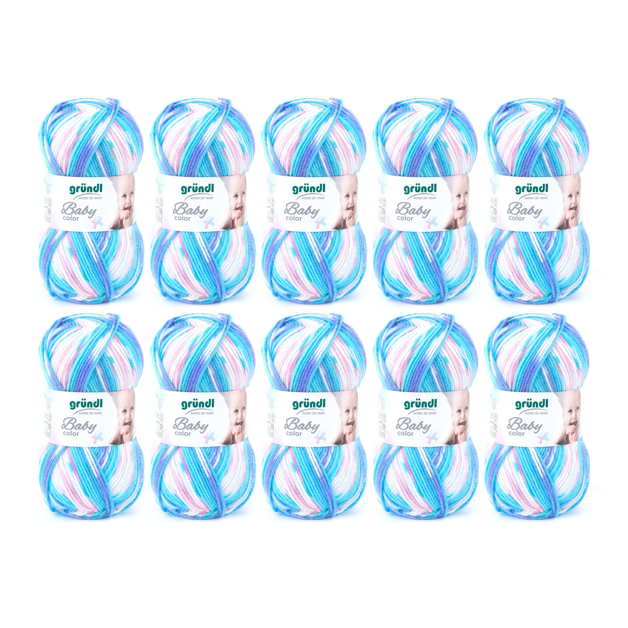 Gründl 3457 – 06 Baby Color Poly Wool, 70% polyester 30% Cotton, Multi-coloured, 35 x 32 x 8 cm turquoise