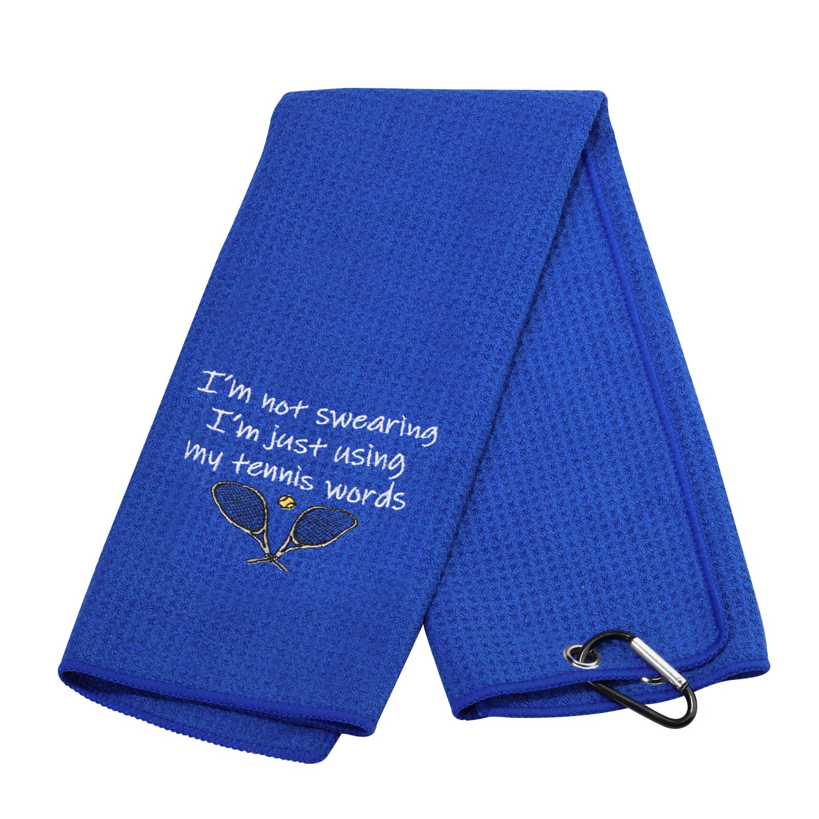 AKTAP Tennis Lovers Tennis Gifts Embroidered Sport Tennis Towel with Clip I’m Not Swearing I’m Just Using My Tennis Words (I’m Not Swearing Golf)