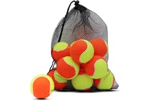 ZHUOKECE Tennis Balls, 12 Pack 50% Low Compression Stage Tennis Ball for Beginners Youth Kids Training Practicing with Mesh Bag for Easy Transport (Orange)