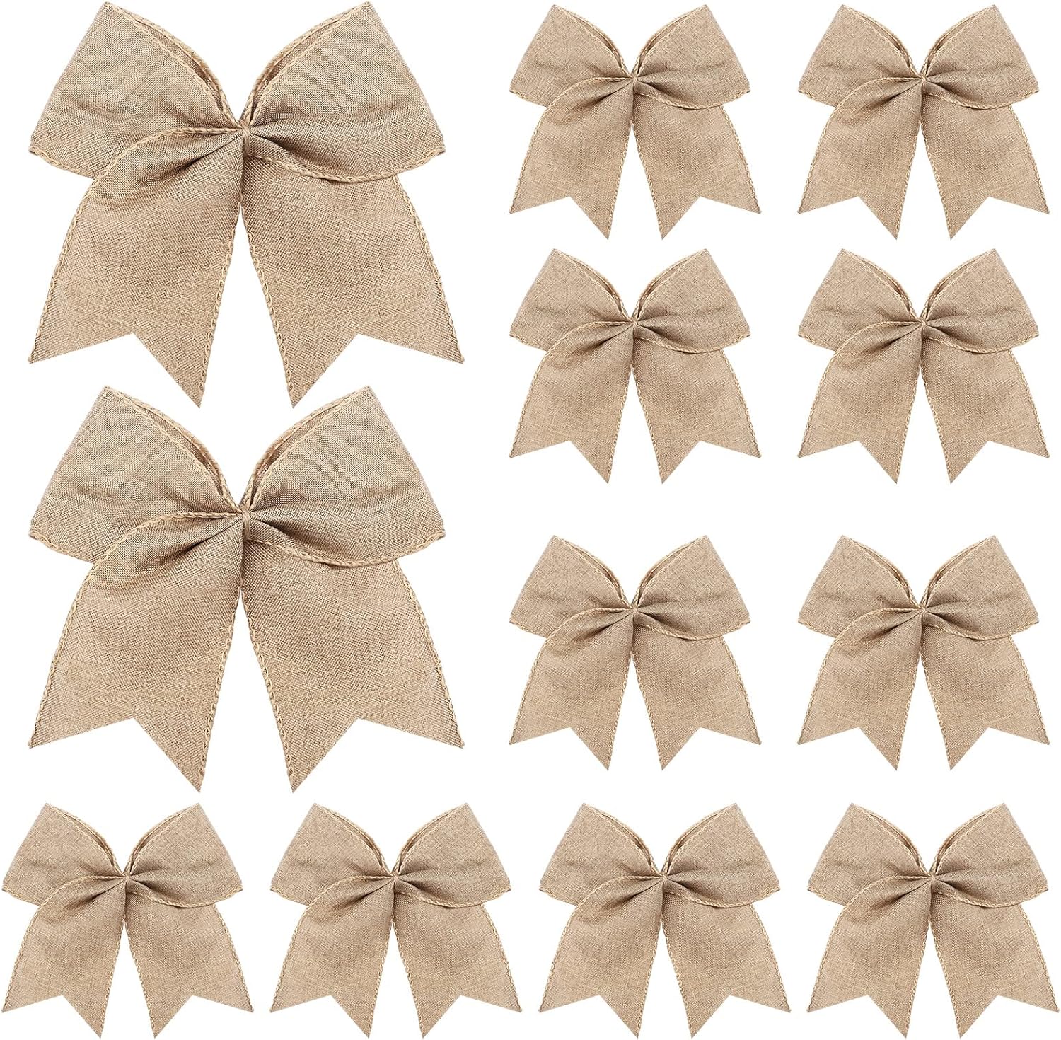 Bows & Ribbons - Panelee 12 Pieces Burlap Bow Christmas Wreath Bow 6 x 6 Inch Burlap Bow Knot Snowflake Burlap Bow Christmas Tree Ornaments Craft Bows for Rustic Farmhouse Xmas Birthday Party (Yellow, Solid)