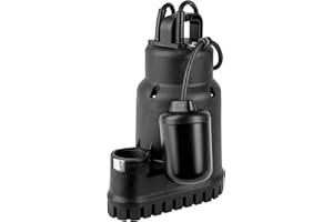 Red Lion PW-SP25T 115 Volt, 1/4 HP, 1900 GPH Thermoplastic Sump Pump with Built-in Tethered Switch and 8-Ft. Cord, Black, 149