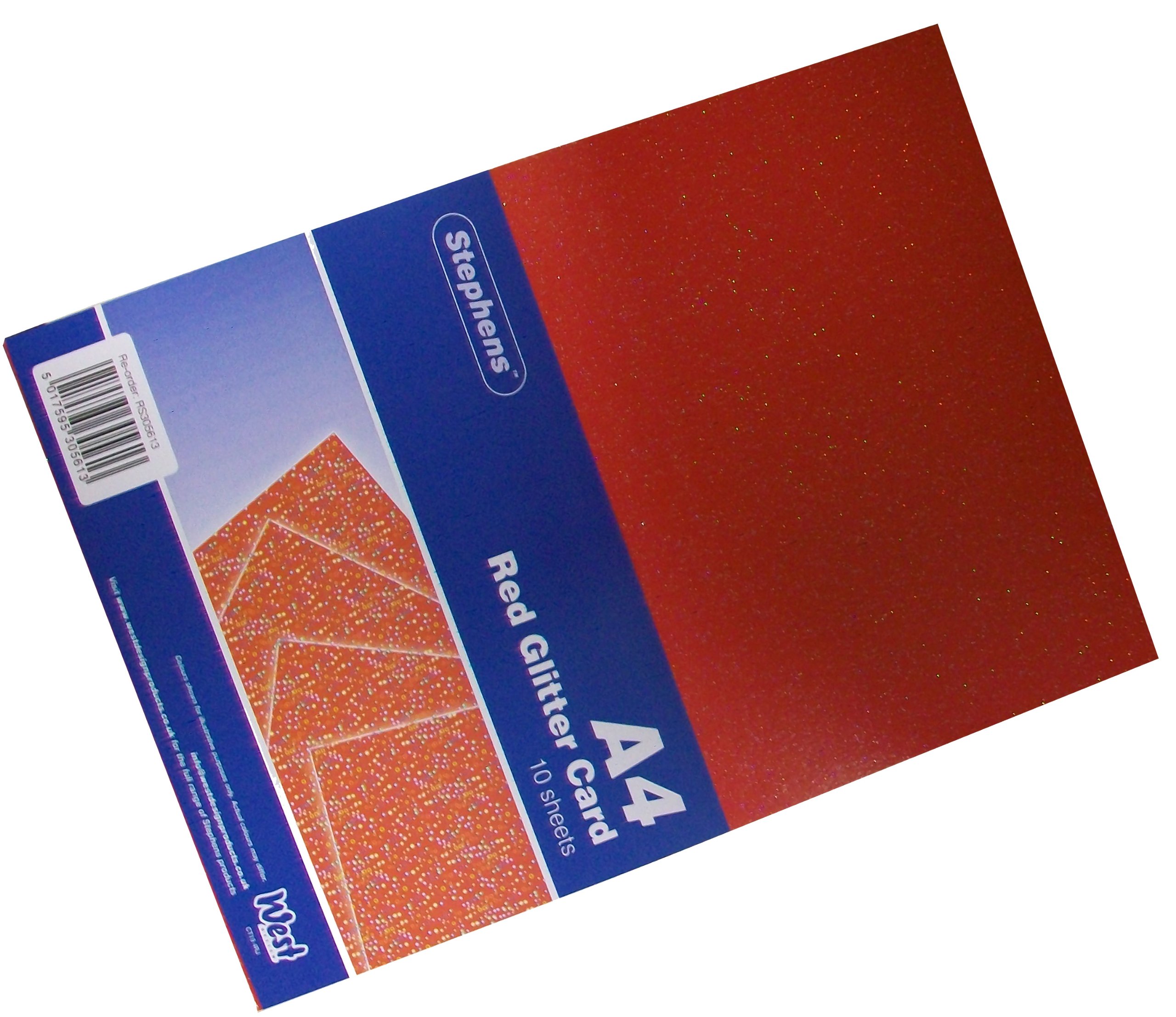 Stephens Glitter Board Card Red Coloured A4 220gsm 10 Sheets, Ideal For Scrapbook Crafting, Card Making, Embossing, Embellishing, Sparkly Foil Shiny Finish