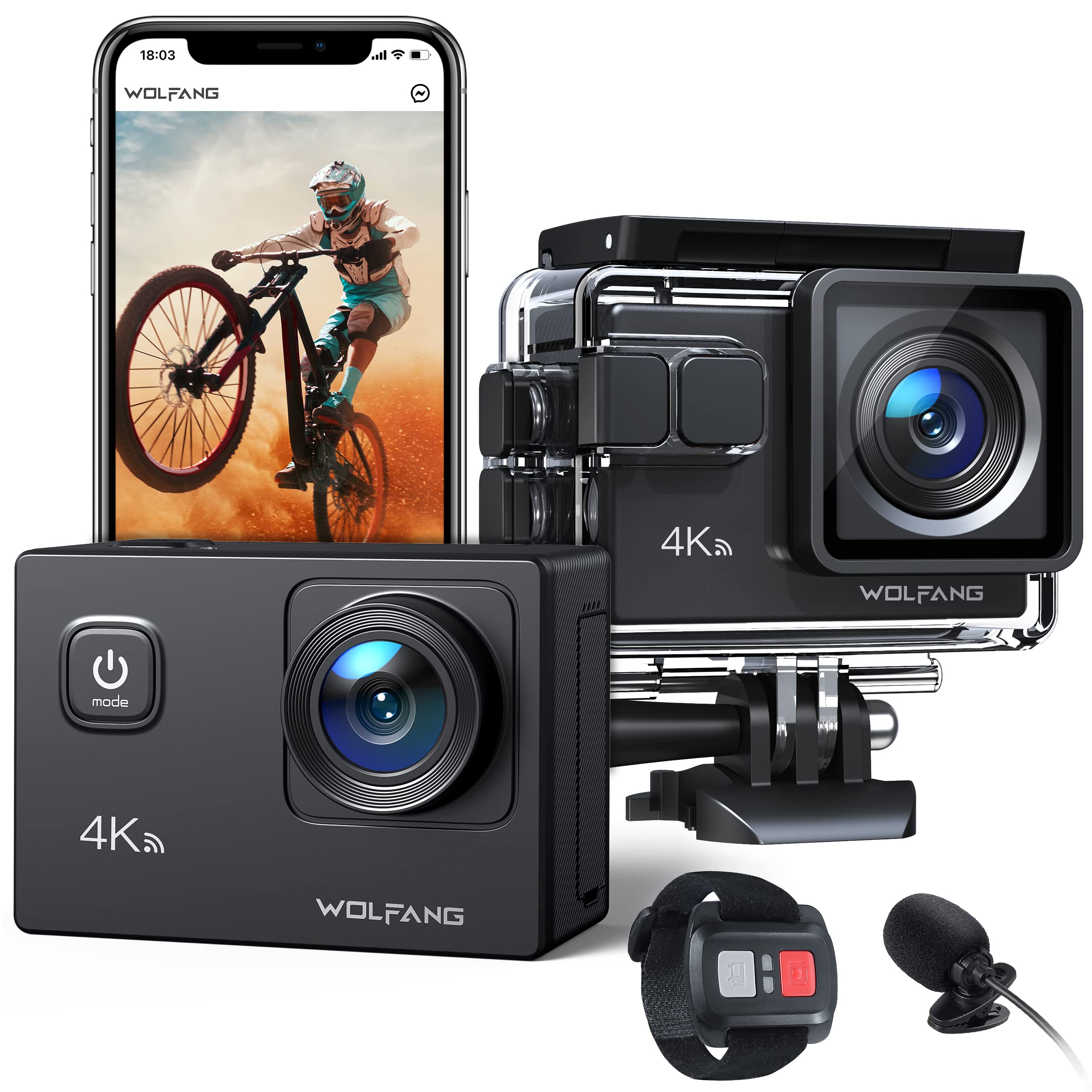 WOLFANG Action Camera GA100 4K...