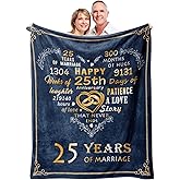 Mosslink Gifts for 25th Anniversary Blanket, 25th Silver Wedding Anniversary Couple Gifts for Dad Mom Parents Friends, 25 Years of Marriage Throw Blankets for Husband Wife Her Him 50"x60"