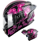 1Storm Motorcycle Modular Full Face Helmet DOT Adults Street Bike Flip up Dual Visor Sun Inner Shield Anti Fog Pinlock Shield: Flower Purple