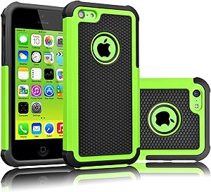 Tekcoo iPhone 5C Case, [Tmajor Series] [Green/Black] Shock Absorbing Hybrid Impact Defender Rugged Slim Case Cover Shell for Apple iPhone 5C Hard Plastic Outer + Rubber Silicone Inner