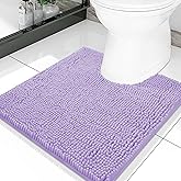 Smiry Luxury Chenille Toilet Rugs U-Shaped 20x20, Soft Absorbent Non-Slip Contour Bathroom Rugs for Toilet, Machine Washable Contoured Bath Mats, Purple