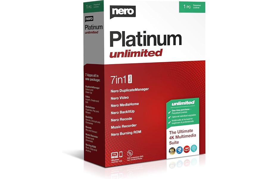 Nero Platinum Suite - multilingual | Video Editing | Backup | Manage & Play Media | 8K | Photos | Music | PC Tuning | 1 PC |