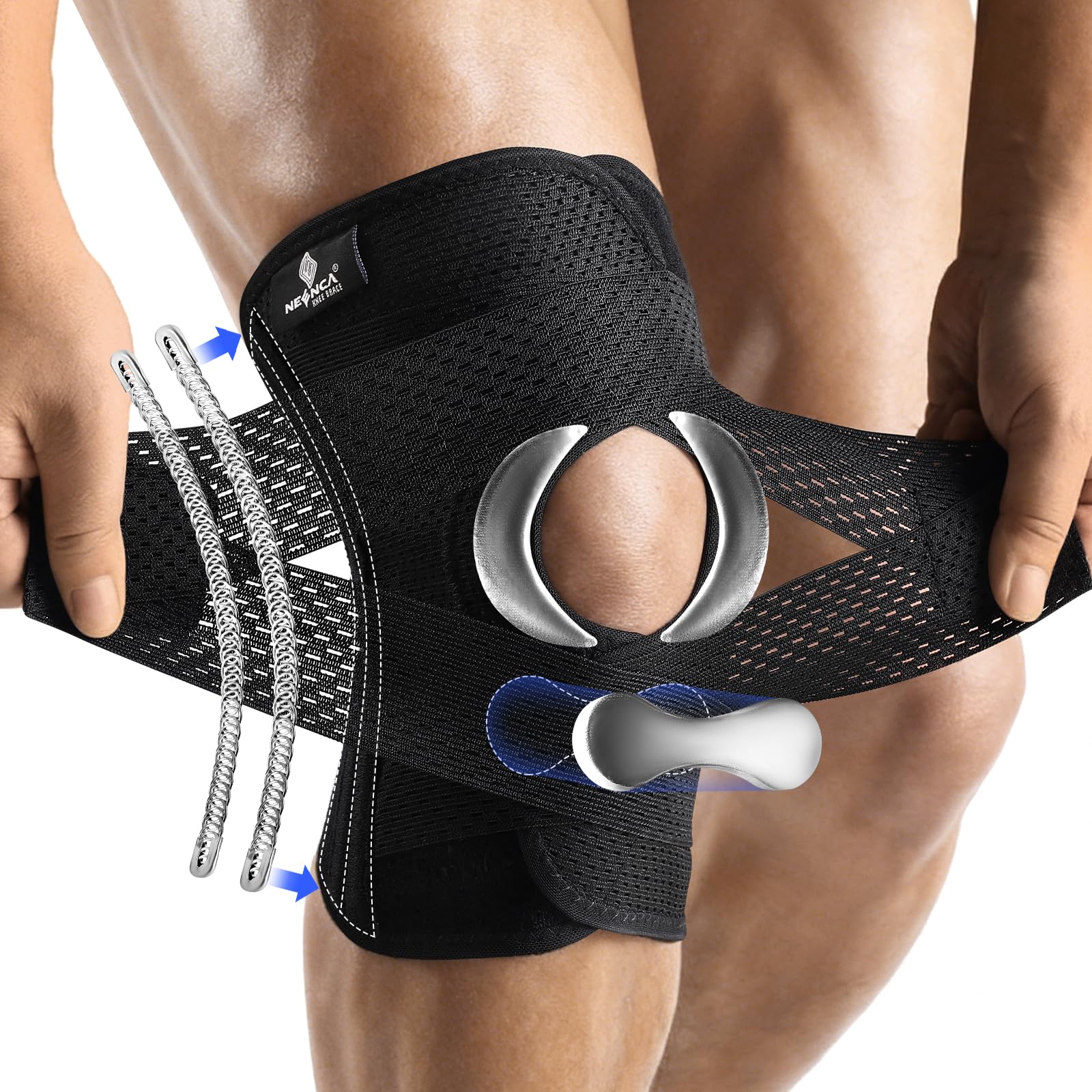 Photo 1 of NEENCA Knee Brace for Knee Pain, Compression Knee Support with Air Mesh Fabric, Adjustable Knee Wrap with Side Stabilizers, Ultra-Soft Bandage for Elderly, Meniscus Tear, ACL, Arthritis Relief, Hiking