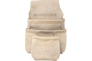 Task Tools T77207 Tradesperson's Leather Nail/Tool/Drywall Pouch, 3-Pocket