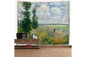 WIHVE Monet's Tree Tapestries, Flower Women Field Argenteuil Tapestry Wall Hanging Art Home Decor for Bedroom Living Room Apartment Dorm 40 x 60 Inches