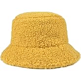 ChezAbbey Faux Fur Bucket Hat, Fuzzy Furry Winter Warm Fisherman Cap, Fluffy Teddy Sherpa Clothe Hats for Women Men Girls