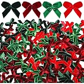 Suncalla 300 Pcs Mini Christmas Bow Christmas Velvet Bows for Crafts 1 Inch Ribbon Bowknot Ornament for Sewing Scrapbooking Gift Wrapping (Plain,Red, Green, Dark Red, Dark Green)