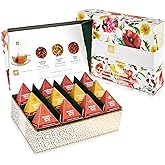 Teabloom Mother’s Bouquet Gourmet Tea Gift – Herbal Assortment with 12 Organic Plant-Based Pyramid Sachets, Caffeine-Free & Kosher, Elegant Presentation Box for Tea Lovers