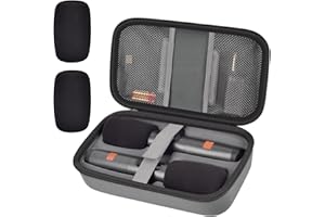 Wireless Microphone Case for JBL PartyBox & Two Mic System, Shockproof Karaoke Microphones Travel Storage Box with Mic Foam C