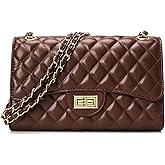 DIUY Quilted Leather Crossbody Bags for Women Trendy Ladies Shoulder Purse Satchel HandBag with Chain Strap