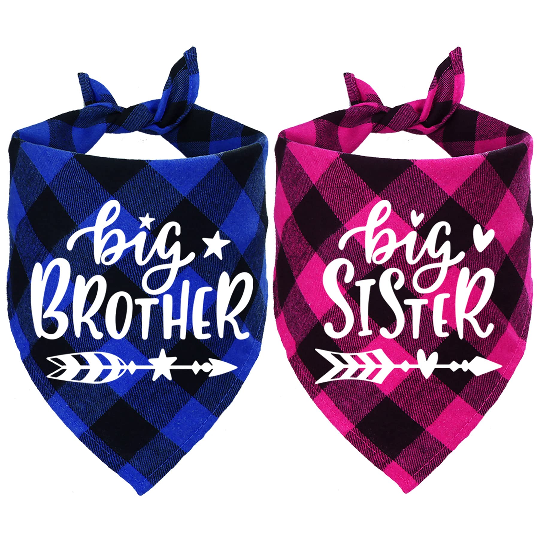 STMK Big Brother Big Sister Dog Bandana, Pregnancy Announcement Plaid Dog Bandana Gender Reveal Photo Prop Pet Scarf Accessories Scarves for Dogs