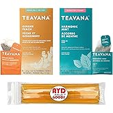 AYD Goods Medicine Ball Cold Buster Recipe, 48 teabags of Ginger Peach and Harmonic Mint, Includes 10 Counts of AYD Goods US Grade A Honey Sticks