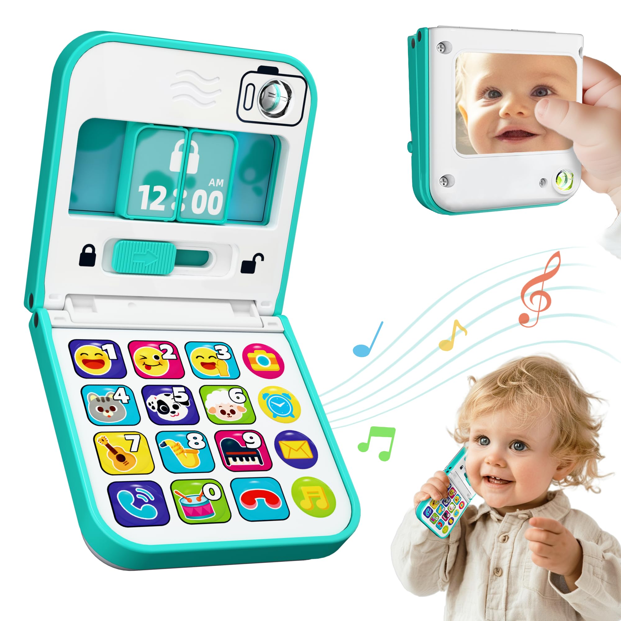 Photo 1 of iPlay, iLearn Baby Cell Phone Toy 6-12 Month, Toddler Flip Smartphone Pretend Play Mirror Sound, Kids Music Learning Montessori Travel Game, Infant Fun Birthday Gift 12-18M, Children Boy Girl 1 2 3 Yr