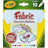 Crayola Fabric Markers, At Home Crafts for Kids, Fine Tip, Assorted Colors, Set of 10